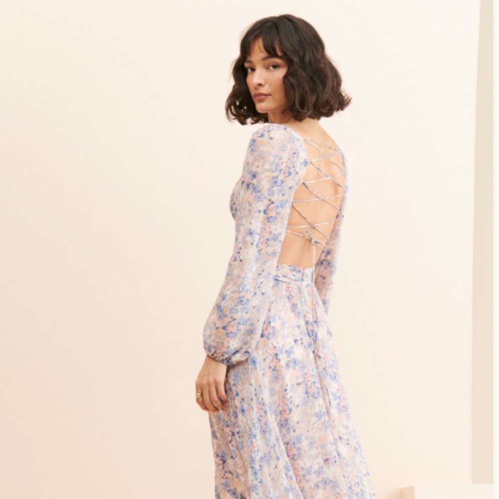 Astr The Label Kammy Floral Cutout Maxi Dress Blue Pink - Picture 2 of 6